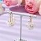 304 Stainless Steel Hoop Earrings, with Flower ABS Plastic Imitation Pearl Bead, Golden, 28~30mm
