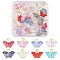 50Pcs Glass Pendants, with Platinum Iron Findngs, Butterfly, Mixed Color, 11mm, Hole: 2.7mm, 50pcs/set