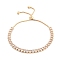 Brass Pave Clear Cubic Zirconia Horse Eye Box Chain Slider Bracelets, Nickle Free, Long-Lasting Plated, Golden, 10-1/4 inch(26cm), link: 3x6mm