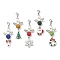 Christmas Theme Angel Alloy Enamel Pendant Decoration, with Polymer Clay Rhinestone Beads and 304 Stainless Steel Lobster Claw Clasps, Santa Claus/Deer/Tree/Snowflake, Mixed Color, 59.5~67mm, 5pcs/set