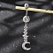 Alloy Crystal Rhinestone Dangle Curved Barbell Belly Rings, with 304 Stainless Steel Pins, Platinum & Stainless Steel Color, Moon, 58mm, Pin: 1.6mm