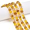 Transparent Glass Beads Strands, Faceted, Rondelle, Gold, 8x6.5mm, Hole: 1mm, about 64~66pcs/strand, 15.55~16.8''(39.5~42cm)