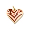 Brass Enamel Pendants, Heart, with Jump Rings, Real 18K Gold Plated, Rack Plating, Long-Lasting Plated, Cadmium Free & Lead Free, Red, 15x17x1.5mm, Hole: 3.2mm