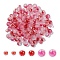 150Pcs 3 Styles Frosted Spray Painted Glass Beads Strands, with Golden Foil, Round, Cerise, 4~9mm, Hole: 0.9~1.5mm, 50pcs/style