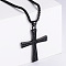 Retro Rock Punk Men's Cross 304 Stainless Steel Pendant Necklaces, Black