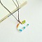 Porcelain Pendant Adjustable Imitation Leather Cord Necklaces for Women, Colorful, Elephant, 19.69 inch(50cm)