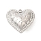 304 Stainless Steel Pendants, Heart with Flower Charms, Stainless Steel Color, 25x27x15mm, Hole: 2mm