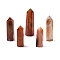 Tower Natural Red Agate Healing Stone Wands, Energy Balancing Meditation Therapy Decors, Hexagon Prism, 17~29x12~29x45~90mm