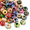 Handmade Polymer Clay European Beads, Large Hole Beads, Rondelle, Mixed Color, 15~16x8~10.5mm, Hole: 5.5~5.9mm