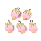 Handmade Polymer Clay Pendants, Ice Cream Charms, with Iron Loops, Hot Pink, 18~19.5x8.5~10.5x5mm, Hole: 1.8~2mm