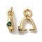 Brass Micro Pave Cubic Zirconia Cup Pearl Peg Bails Pin Pendants, Long-Lasting Plated, Cadmium Free & Lead Free, Real 18K Gold Plated, Green, 9.5x8x3mm, Pin: 1mm