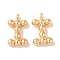 Brass Pendants, Letter Charms, Real 18K Gold Plated, 12x7x2mm, Hole: 1mm