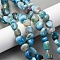 Natural Agate Beads Strands, Dyed, Nuggets, Blue, 8~12x8~12x8~12mm, Hole: 1.3mm, about 32pcs/strand, 14.96''(38cm)