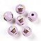 Easter Theme Printed Wood Beads, Round, Thistle, 14.5~15x15.5~16.5mm, Hole: 4~4.5mm