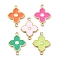 304 Stainless Steel Enamel Connector Charms, Flower Links, Ion Plating(IP), Real 14K Gold Plated, Mixed Color, 24x18x2mm, Hole: 2mm