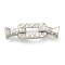 925 Sterling Silver Micro Pave Clear Cubic Zirconia Fold Over Clasps, Rectangle, Real Platinum Plated, 19mm