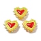 Handmade Lampwork Bumpy Beads Heart, with Enamel, Gold, 16~17x18x7mm, Hole: 1.2mm