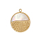 Flat Round Charms 304 Stainless Steel Shell Pendants, Ion Plating(IP), White, Real 14K Gold Plated, White, 16x16mm