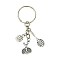 Alloy Keychain, with Iron Rings, Antique Silver & Platinum, 67mm