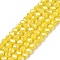 Electroplate Glass Beads Strands, Opaque Solid Color, AB Color Plated, Faceted, Rondelle, Yellow, 4x3mm, Hole: 0.4mm, about 110~115pcs/strand, 39~40cm