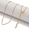 Brass Box Chain Necklaces for Women, Real 18K Gold Plated, 18.39 ~18.70 inch(46.7~47.5cm)