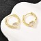 Heart Brass Micro Pave Clear Cubic Zirconia Hoop Earrings, Real 18K Gold Plated, 17x16x3.5mm