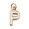 Rack Plating Brass Pendants, with Enamel and Jump Ring, Cadmium Free & Lead Free, Long-Lasting Plated, Real 18K Gold Plated, Letter, Letter P, 11.5x6.5x1mm, Hole: 2.5mm