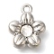 Rack Plating Alloy Pendants, with Rhinestone, Flower, Clear, 15x12.5x4.5mm, Hole: 1.5mm