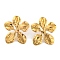 304 Stainless Steel Stud Earrings for Women, Five Petaled Flower, Golden, 35x40mm