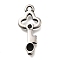 304 Stainless Steel Pendant Rhinestone Settings, Key Charm, Antique Silver, Fit For 1.5mm and 3.5mm Rhinestone, 24x11x2.5mm, Hole: 2mm