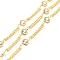 Rack Plating Brass Ball Chains, with Clear Cubic Zirconia Flat Round Links, Long-Lasting Plated, Soldered, with Spool, Cadmium Free & Lead Free, Golden, 20x3x1.5mm, 12.5x7x3.5mm