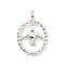 Brass Pendants, Cadmium Free & Lead Free, Oval with Bird, Platinum, 21.5x14x2mm, Hole: 2x3mm