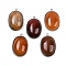 Natural Red Agate Pendants, 304 Stainless Steel Oval Charms, Stainless Steel Color, 22x14.5~15x6.5~8mm, Hole: 1.5mm