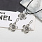 Flower Alloy with Imitation Leather Cord Pendant Necklace & Hoop Earring Sets, Antique Silver, 450mm