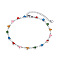 304 Stainless Steel Colorful Enamel Heart Link Chain Anklets for Women, Stainless Steel Color, 8-1/2 inch(215mm)