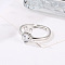Rabbit Brass Micro Pave Clear Cubic Zirconia Finger Rings for Women, Platinum, Inner Diameter: 20mm