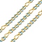 Handmade Brass Enamel Oval Link Chains, wiht Spool, Long-Lasting Plated, Soldered, Lead Free & Cadmium Free, Real 18K Gold Plated, Light Sky Blue, 4.5~6x2.5~3x0.5~0.6mm