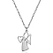 304 Stainless Steel Mother Child Silhouette Mama Pendant Necklaces for Women, Silver, 17.72 inch(45cm)