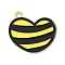 Bees Theme Alloy Enamel Pandants, Golden, Heart, 22.5x25x1mm, Hole: 1.8mm