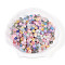 Frosted Transparent Acrylic Beads, Flower, with Gold Foil , Mixed Color, 5.5~6x3mm, Hole: 1.5mm, about 10860pcs/500g.