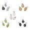 15Pcs 5 Colors Raw Rough Natural Fluorite & Rose Quartz & Yellow Apatite & Garnet & Peridot Nuggets Charms, with 304 Stainless Steel Jump Rings, Stainless Steel Color, 8.5~15x6~8x4~6mm, Hole: 3mm, 3pcs/color