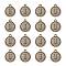 Alloy Pendant Cabochon Settings, For Enamel, Cadmium Free & Lead Free, Flat Round with Letter, Antique Bronze, Letter.I, 14x12x2mm, Hole: 1.5mm