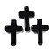 Natural Obsidian Pendants, Cross Charms, 30.5x20x6mm, Hole: 1.4mm
