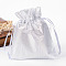 Rectangle Cloth Bags, with Drawstring, Silver, 12x9cm