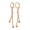 Glass Leverback Earrings, Brass Chains Tassel Earrings for Women, Light Gold, 51.5~52x6mm