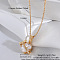 Brass Clear Resin Bowknot Heart Pendant Necklaces for Women, Golden, 17.72 inch(45cm)