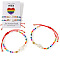 2Pcs Pride Rainbow Glass Seed Bracelet Sets, Seashell Heart Star Braided Beaded Bracelets, Mixed Color