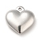 Non-Tarnish 304 Stainless Steel Pendants, Puffed Heart Charms, Stainless Steel Color, 17x16.5x5mm, Hole: 1.6mm
