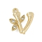 Brass Crystal Rhinestone Letter Links Connector Charms, Real 18K Gold Plated, Letter V, 13x12x3.5mm, Hole: 1.2mm and 1.5mm