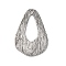 304 Stainless Steel Pendants, Textured, Teardrop Charms, Antique Silver, 34x22x1~2mm, Hole: 1.6~1.8mm